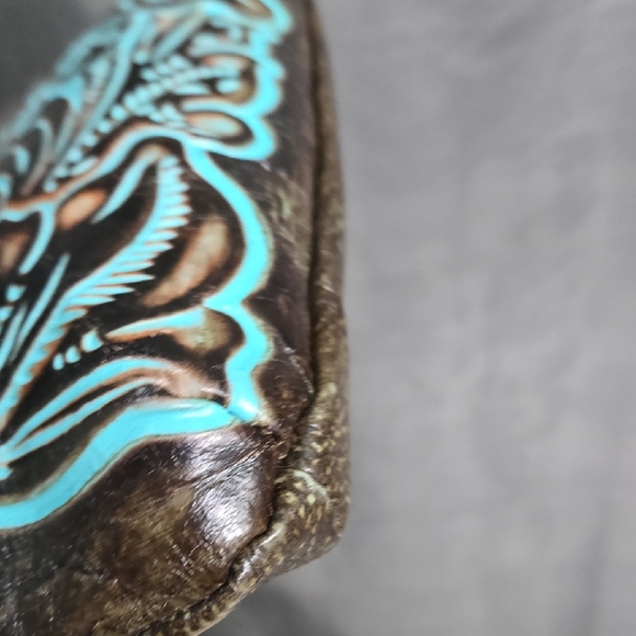 Patricia Nash Brown and Blue Embossed Floral Clutch - Picture 4 of 9